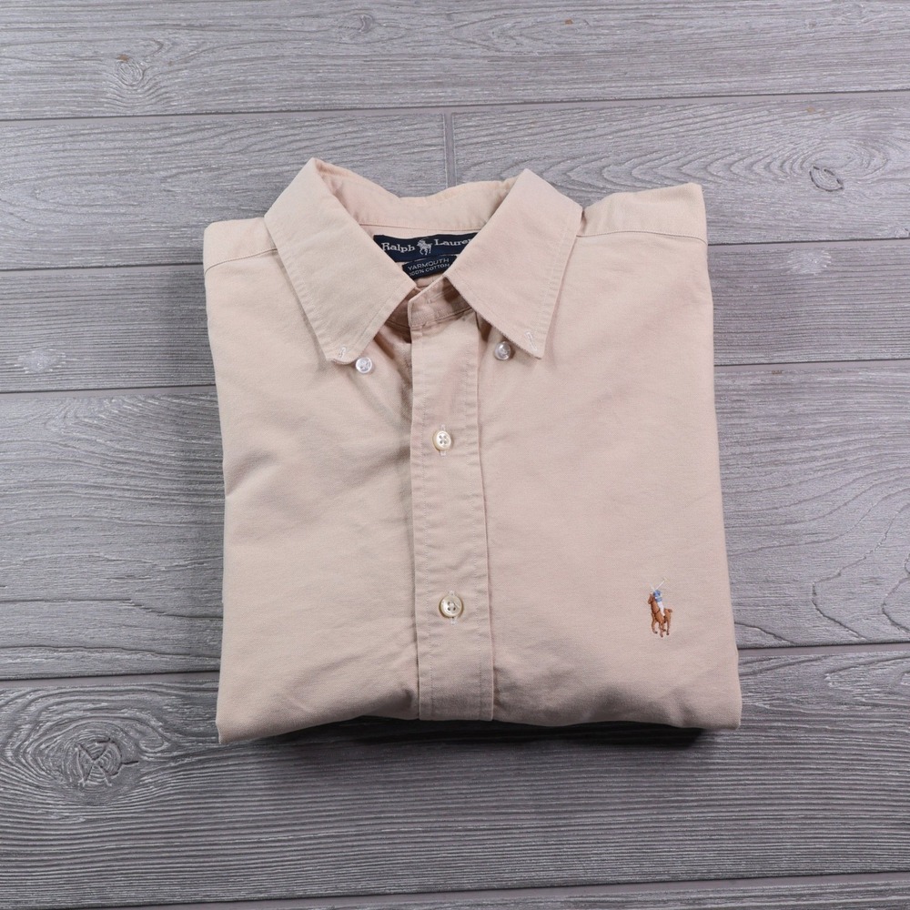 Polo Ralph Lauren Yarmouth Oxford Shirt Men's 16.5 34/35 Tan Khaki Pony